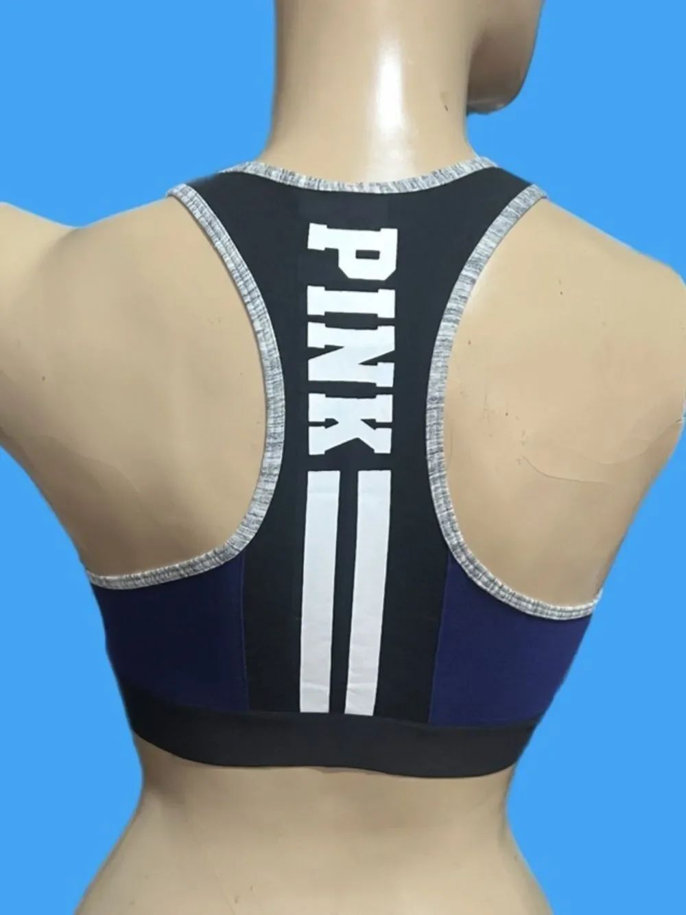 Victoria’s Secret Pink Crop high neck yoga Unlined Cotton bralette bra blue